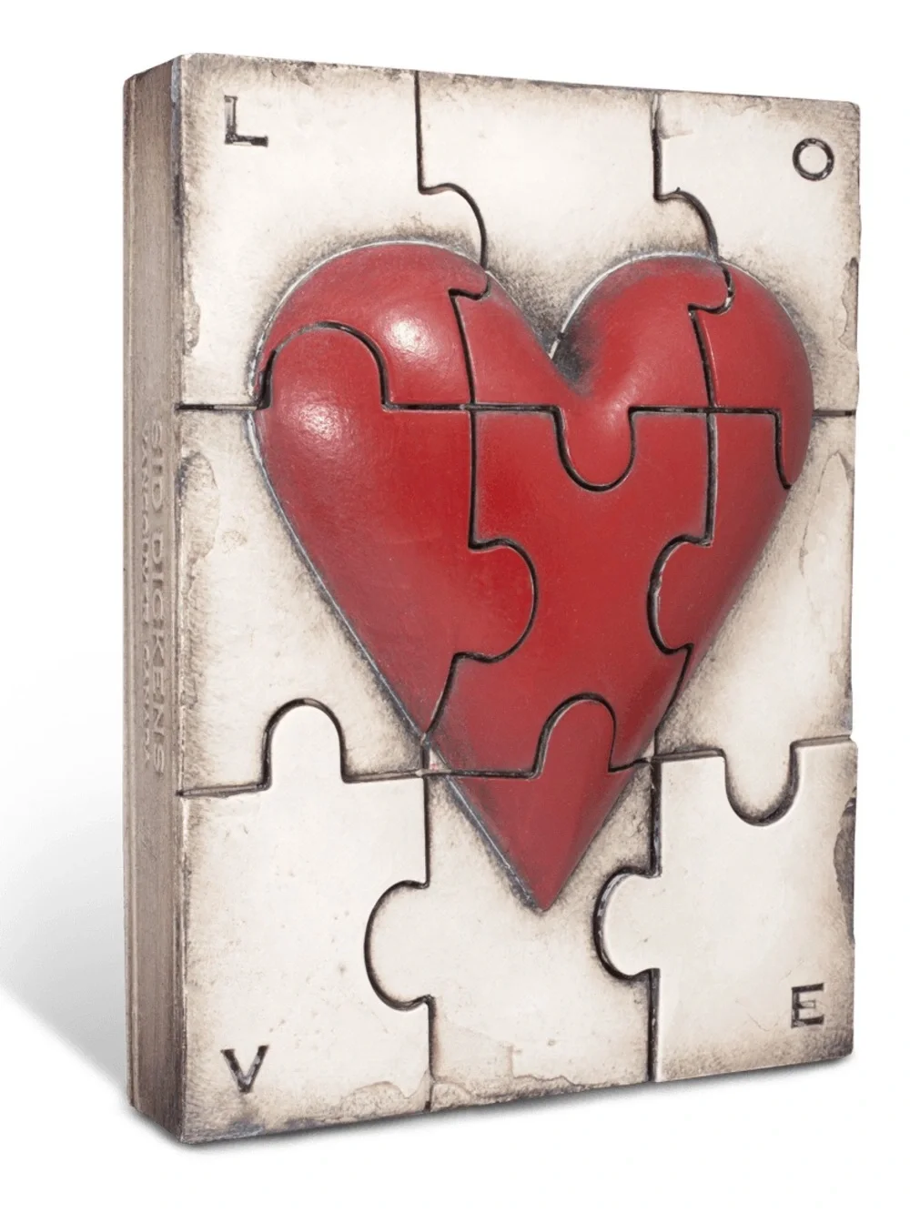 DISCONTINUED Sid Dickens BELOVED Red and Cream Puzzle Heart Wall Tile